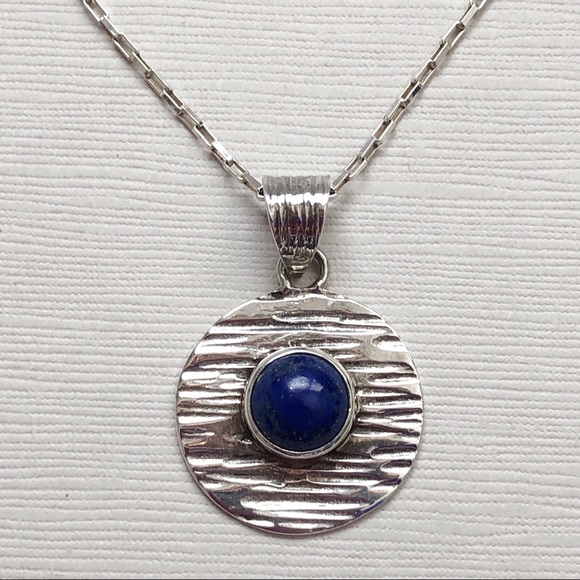 Artisan Sterling Silver Lapis Necklace - Picture 3 of 9